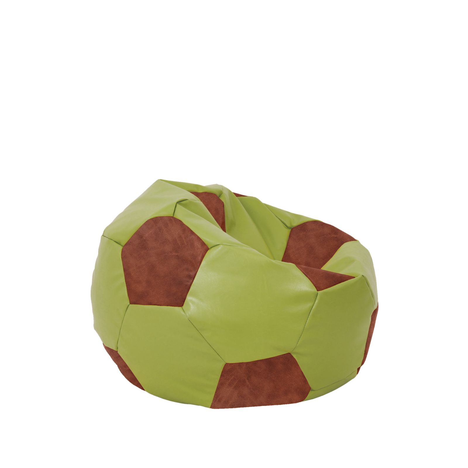 Baby Ball - fotoliu puf - imitatie piele verde/cognac [1]