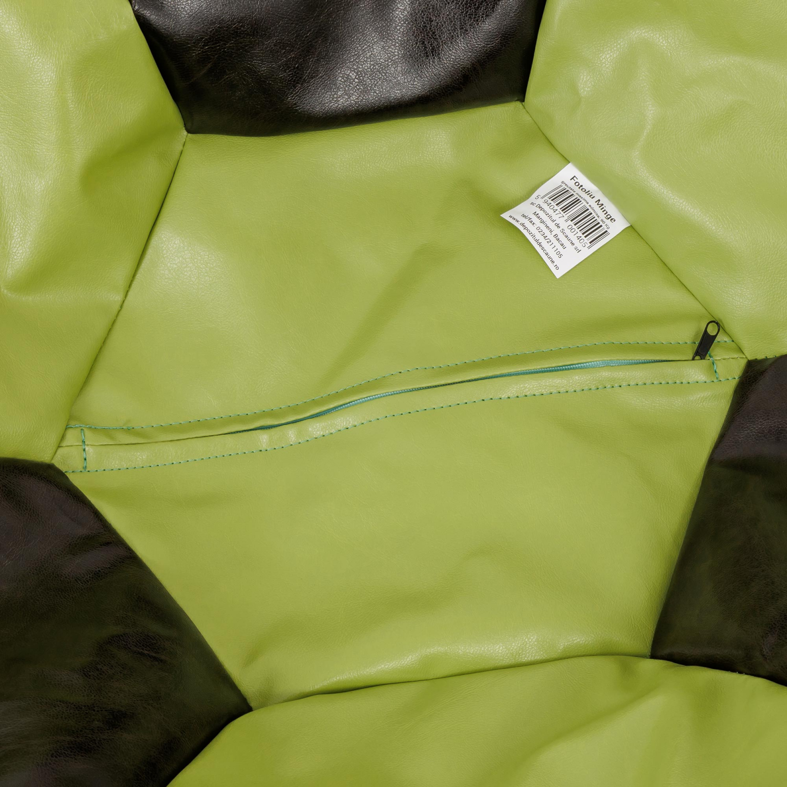 Baby Ball - fotoliu puf - imitatie piele verde/wenge [2]