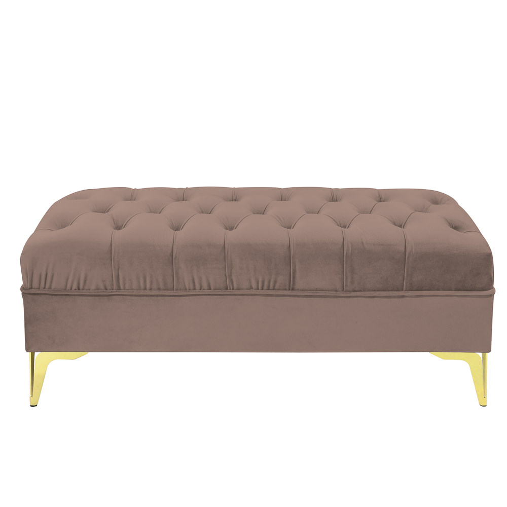 Bancheta tapitata catifea cappuccino cu picioare aurii, 120*30*55 cm [2]