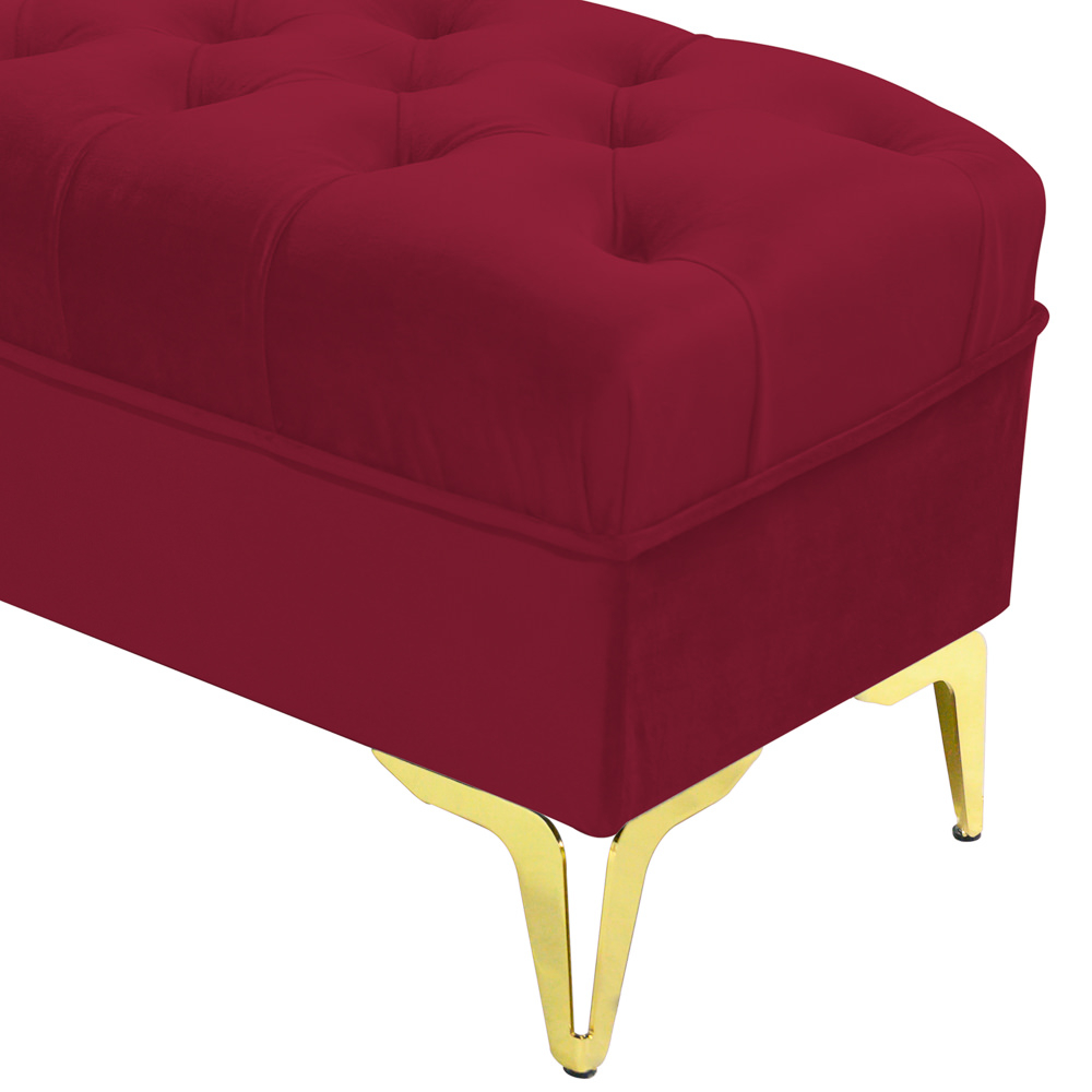 Bancheta tapitata catifea visiniu cu picioare aurii, 120*30*55 cm [3]