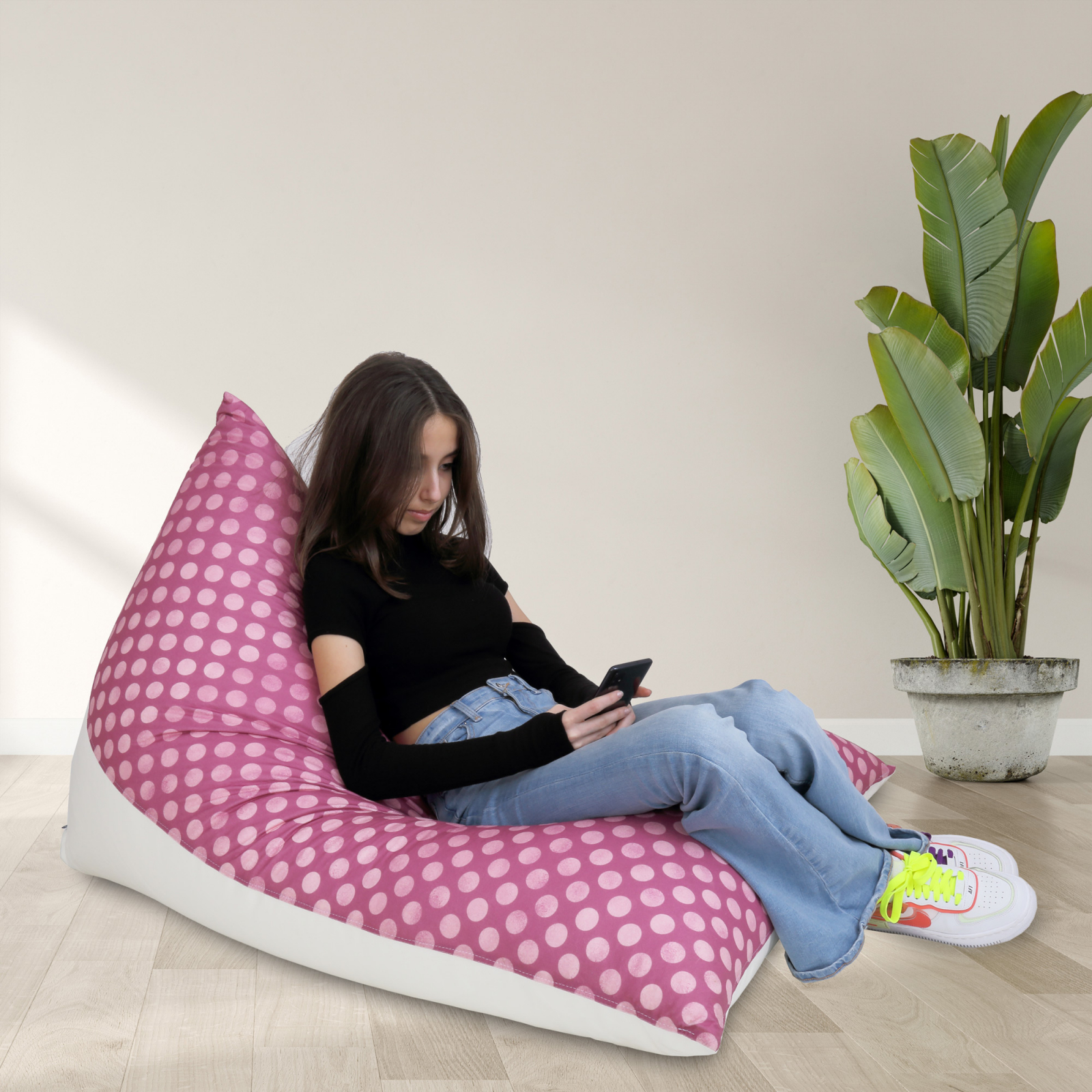 Bean bag Relax - Buline mov - Imitatie piele alb [8]