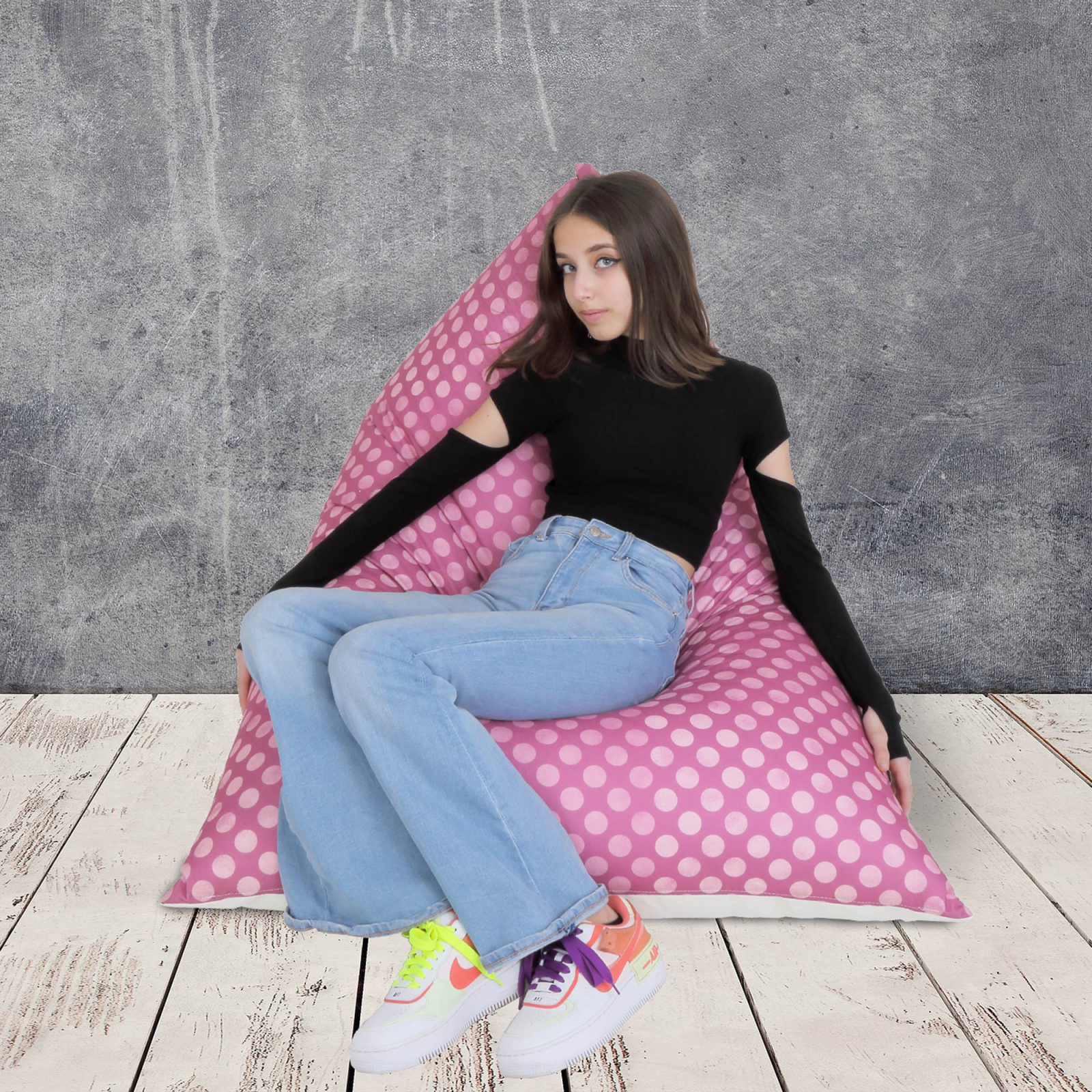 Bean bag Relax - Buline mov - Imitatie piele alb [7]