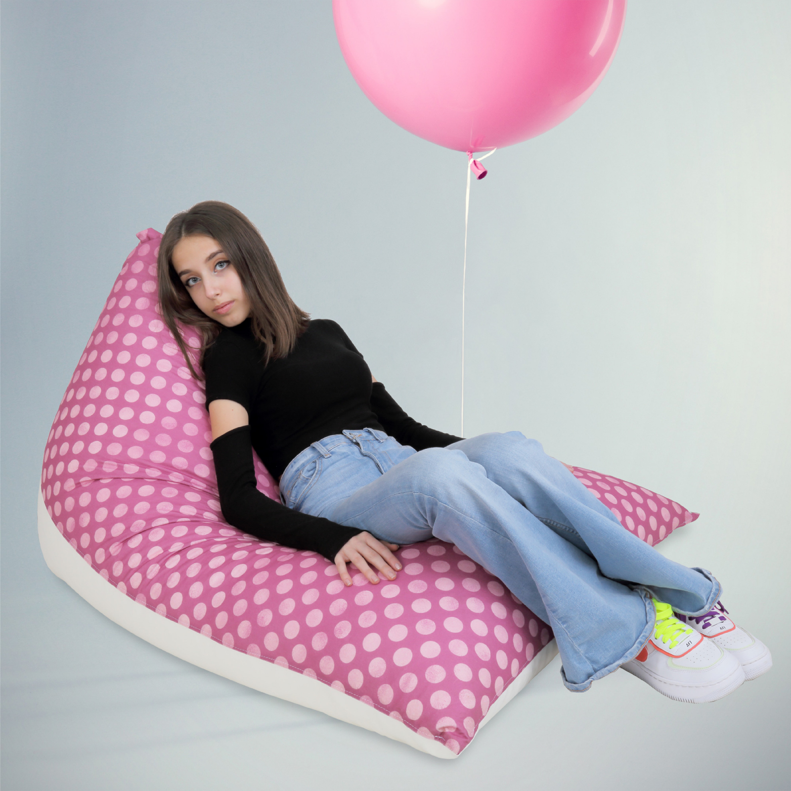 Bean bag Relax - Buline mov - Imitatie piele alb [6]
