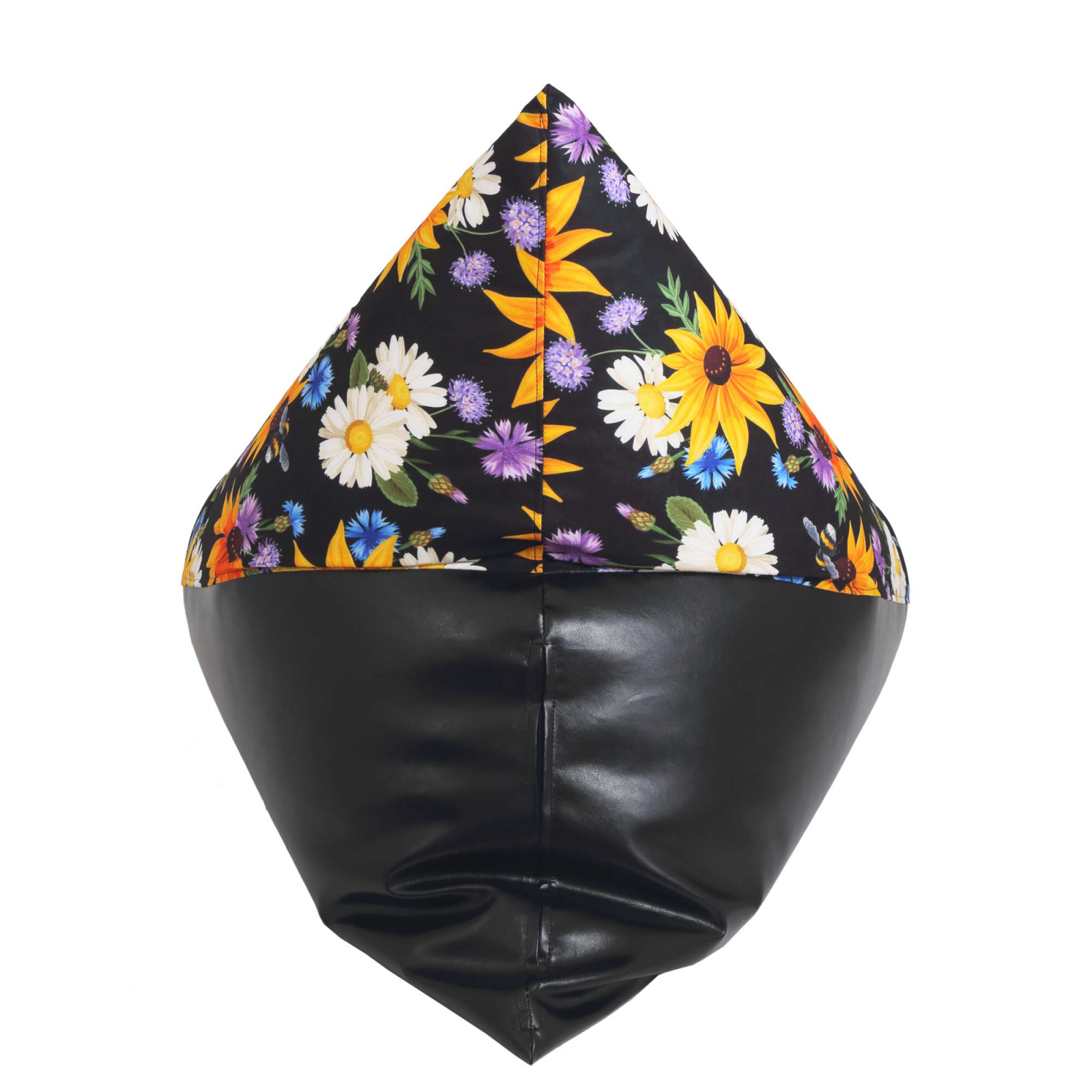 Bean bag Relax - Flori de camp - Imitatie piele negru [6]