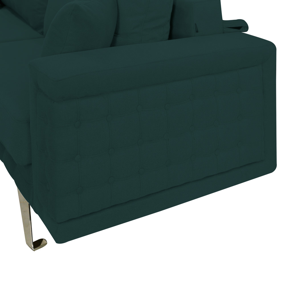 Canapea extensibila Omega, cu lada de depozitare si picioare argintii, stofa p39 verde, 230x105x80 [4]