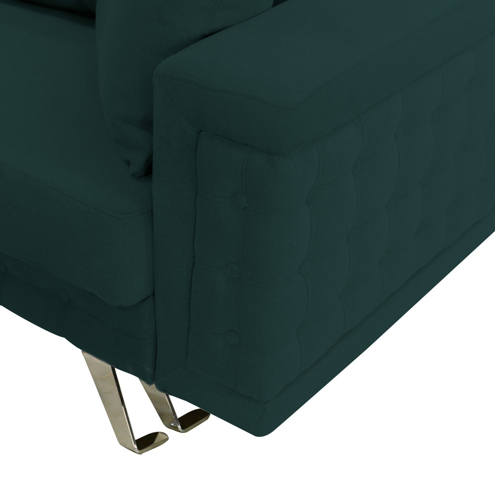 Canapea extensibila Omega, cu lada de depozitare si picioare argintii, stofa p39 verde, 230x105x80 [3]