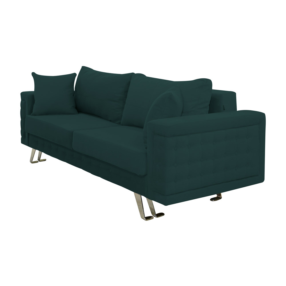 Canapea extensibila Omega, cu lada de depozitare si picioare argintii, stofa p39 verde, 230x105x80 [1]