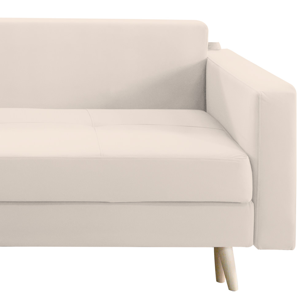 Canapea extensibila Sofia, cu lada de depozitare si picioare de lemn, catifea v08 crem, 220x90x80 [4]