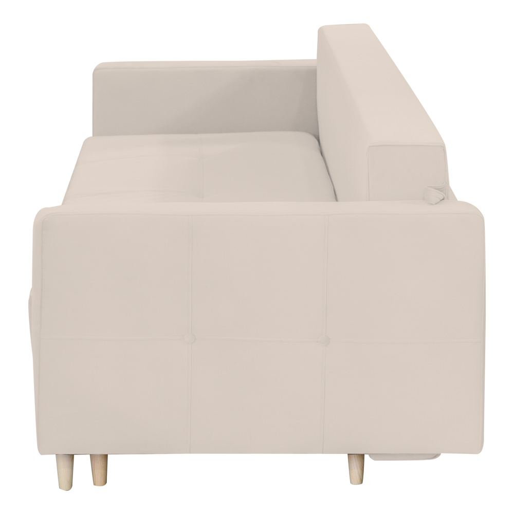 Canapea extensibila Sofia, cu lada de depozitare si picioare de lemn, catifea v08 crem, 220x90x80 [5]