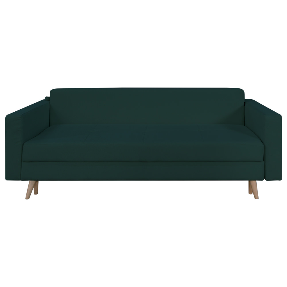 Canapea extensibila Sofia, cu lada de depozitare si picioare de lemn, stofa p39 verde, 220x90x80 [2]