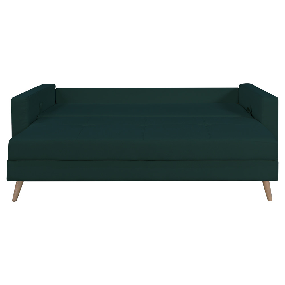 Canapea extensibila Sofia, cu lada de depozitare si picioare de lemn, stofa p39 verde, 220x90x80 [4]