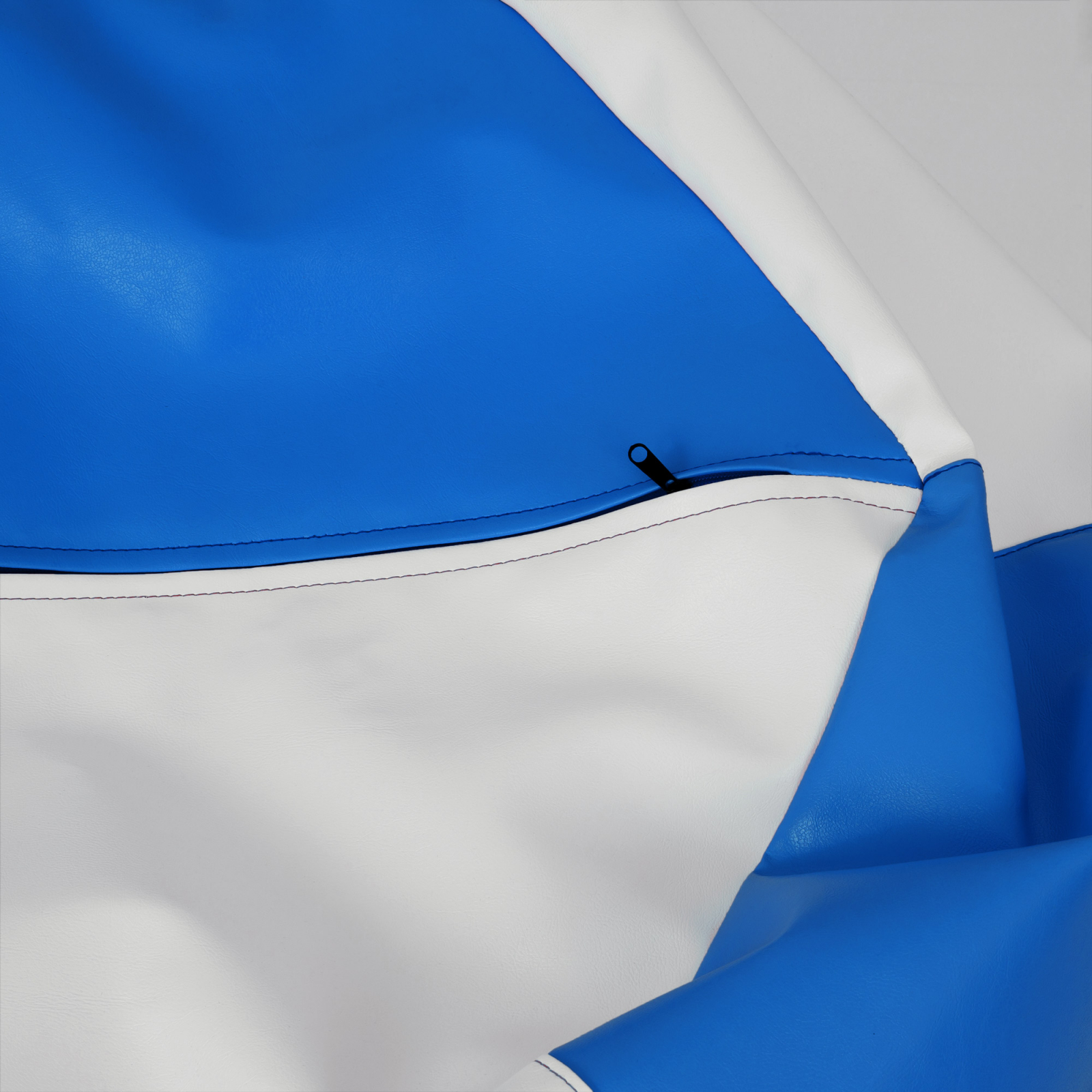 Mara - fotoliu puff - imitatie piele - albastru/ alb [3]