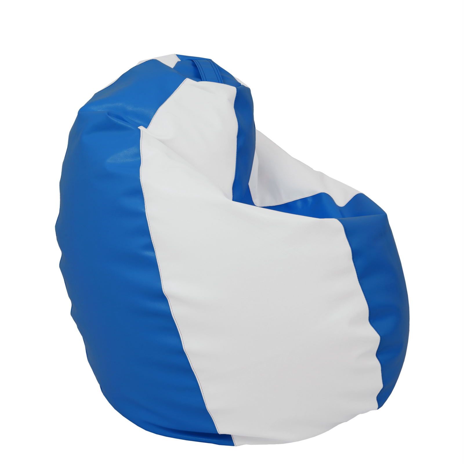 Mara - fotoliu puff - imitatie piele - albastru/ alb [2]