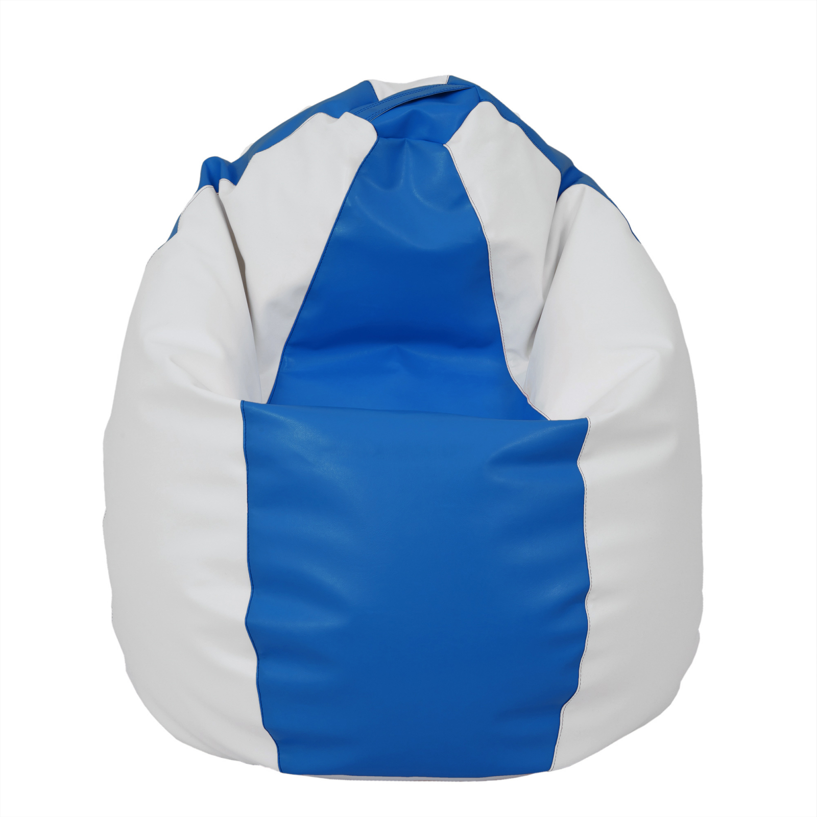 Mara - fotoliu puff - imitatie piele - albastru/ alb [1]