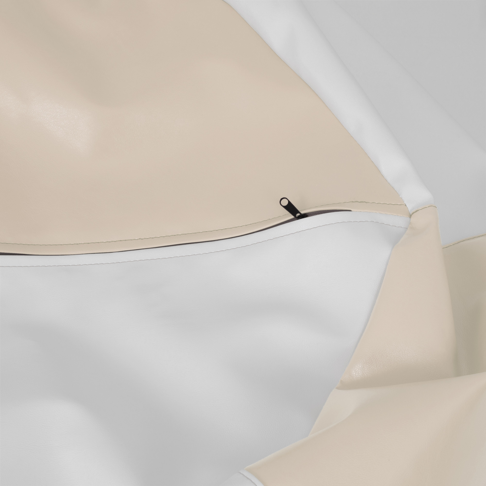 Mara - fotoliu puff - imitatie piele - crem/alb [3]