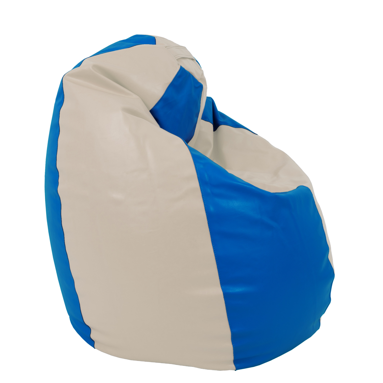 Mara - fotoliu puff - imitatie piele - crem/albastru [2]