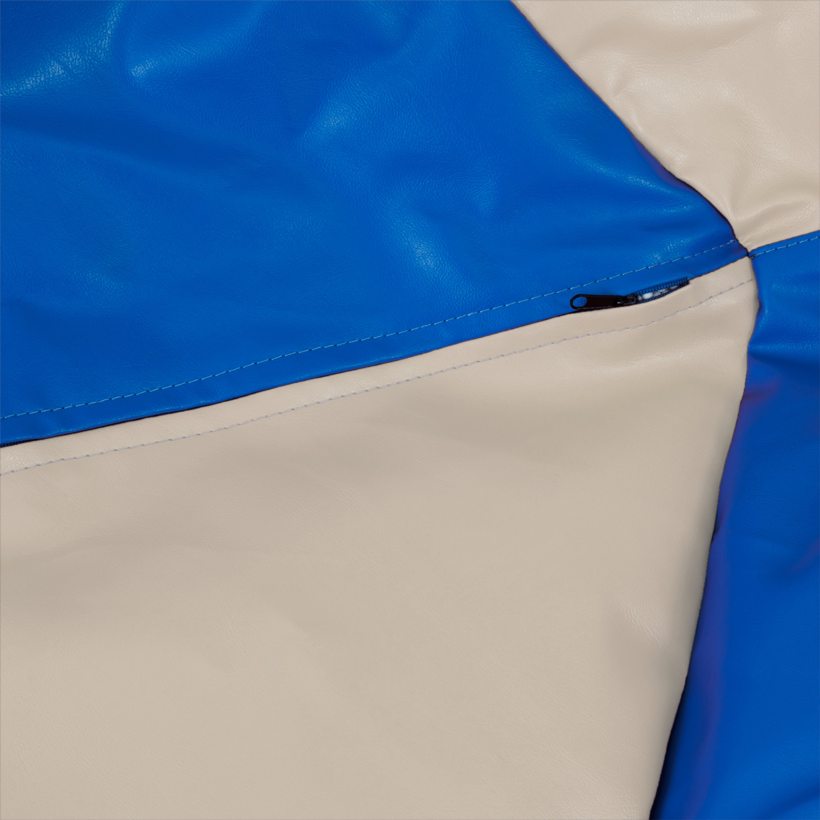 Mara - fotoliu puff - imitatie piele - crem/albastru [3]