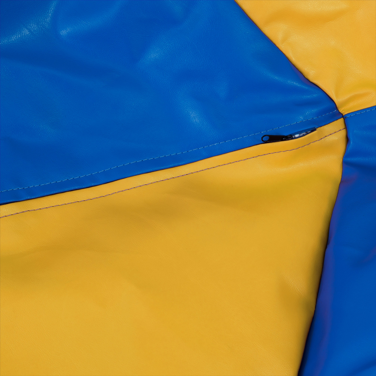 Mara - fotoliu puff - imitatie piele - galben/albastru [3]
