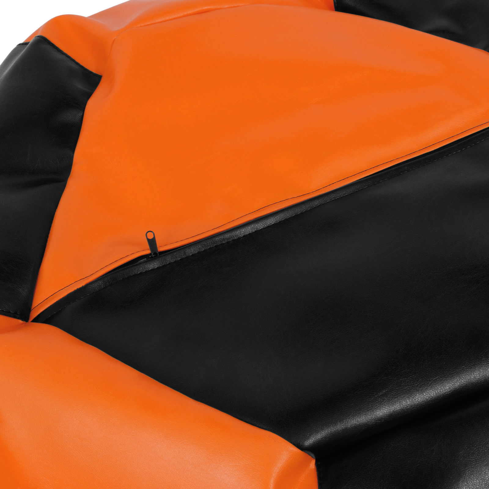 Mara - fotoliu puff - imitatie piele - negru/portocaliu [3]