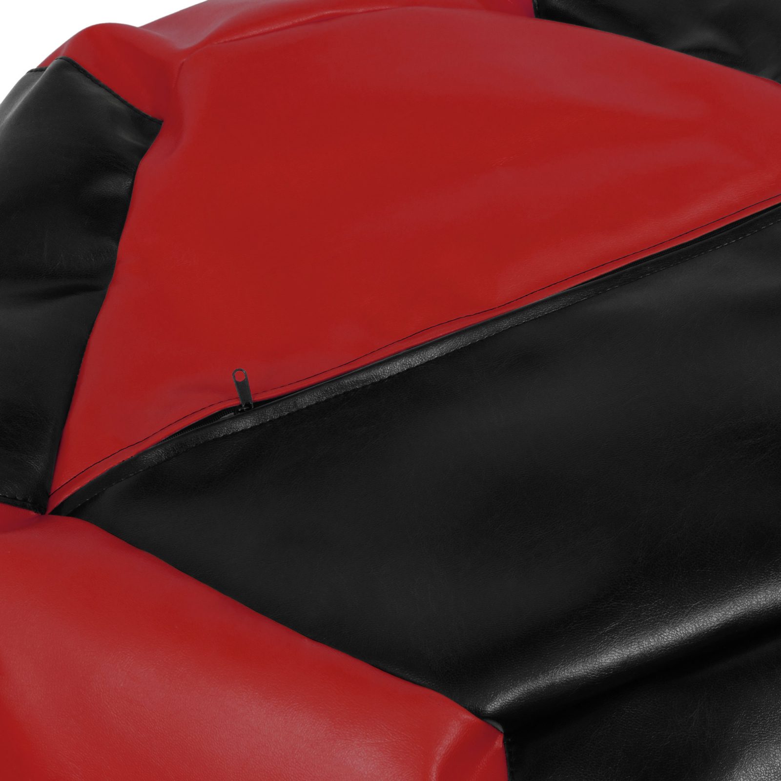 Mara - fotoliu puff - imitatie piele - negru/rosu [3]