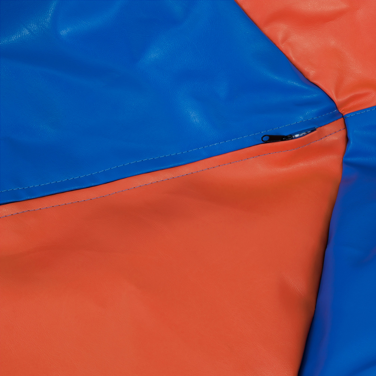 Mara - fotoliu puff - imitatie piele - portocaliu/albastru [3]