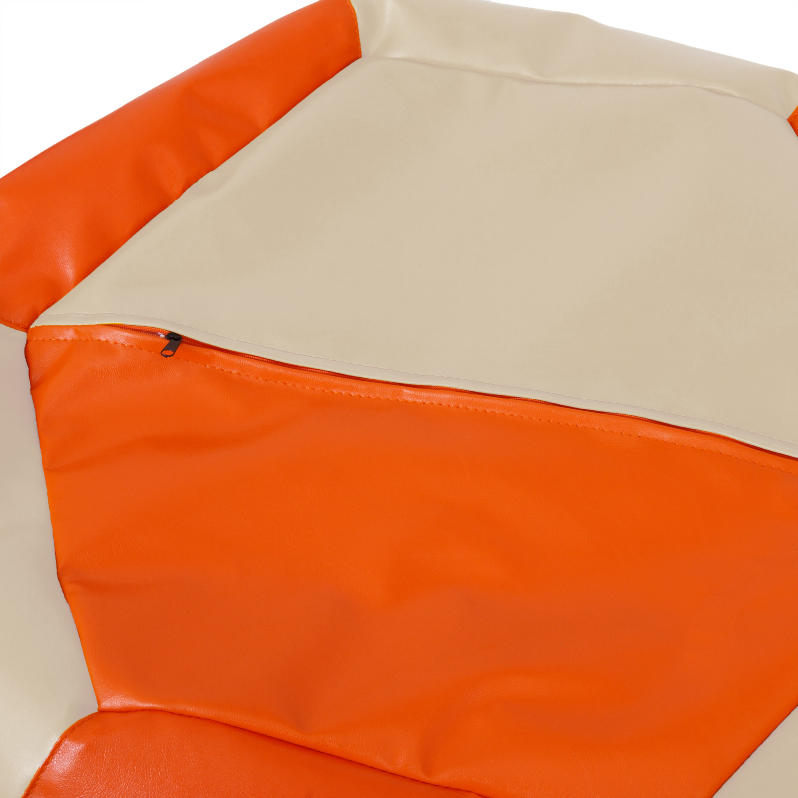 Mara - fotoliu puff - imitatie piele - portocaliu/crem [3]