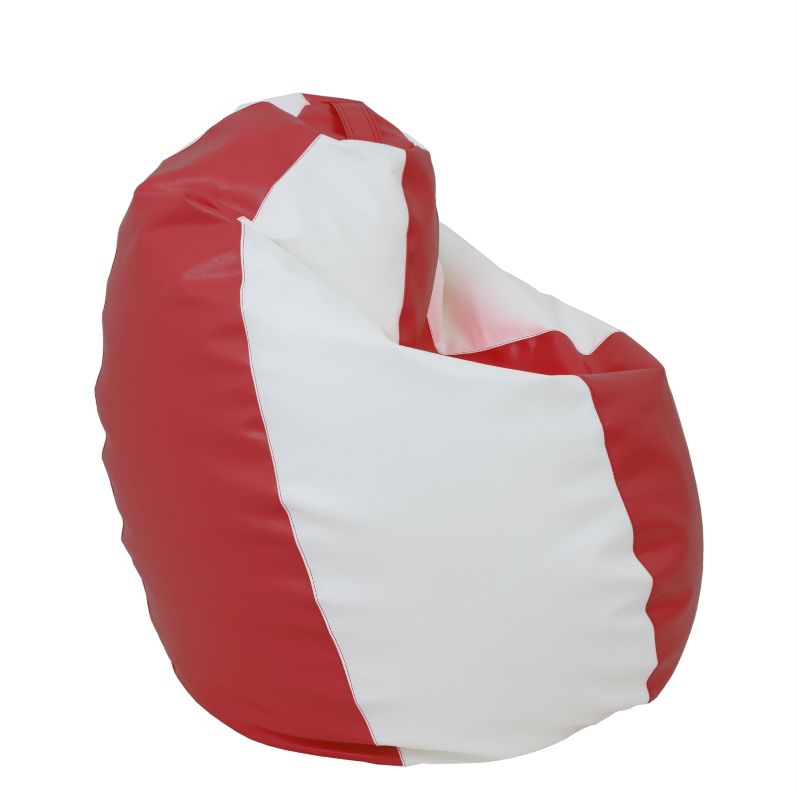 Mara - fotoliu puff - imitatie piele - rosu/alb [2]