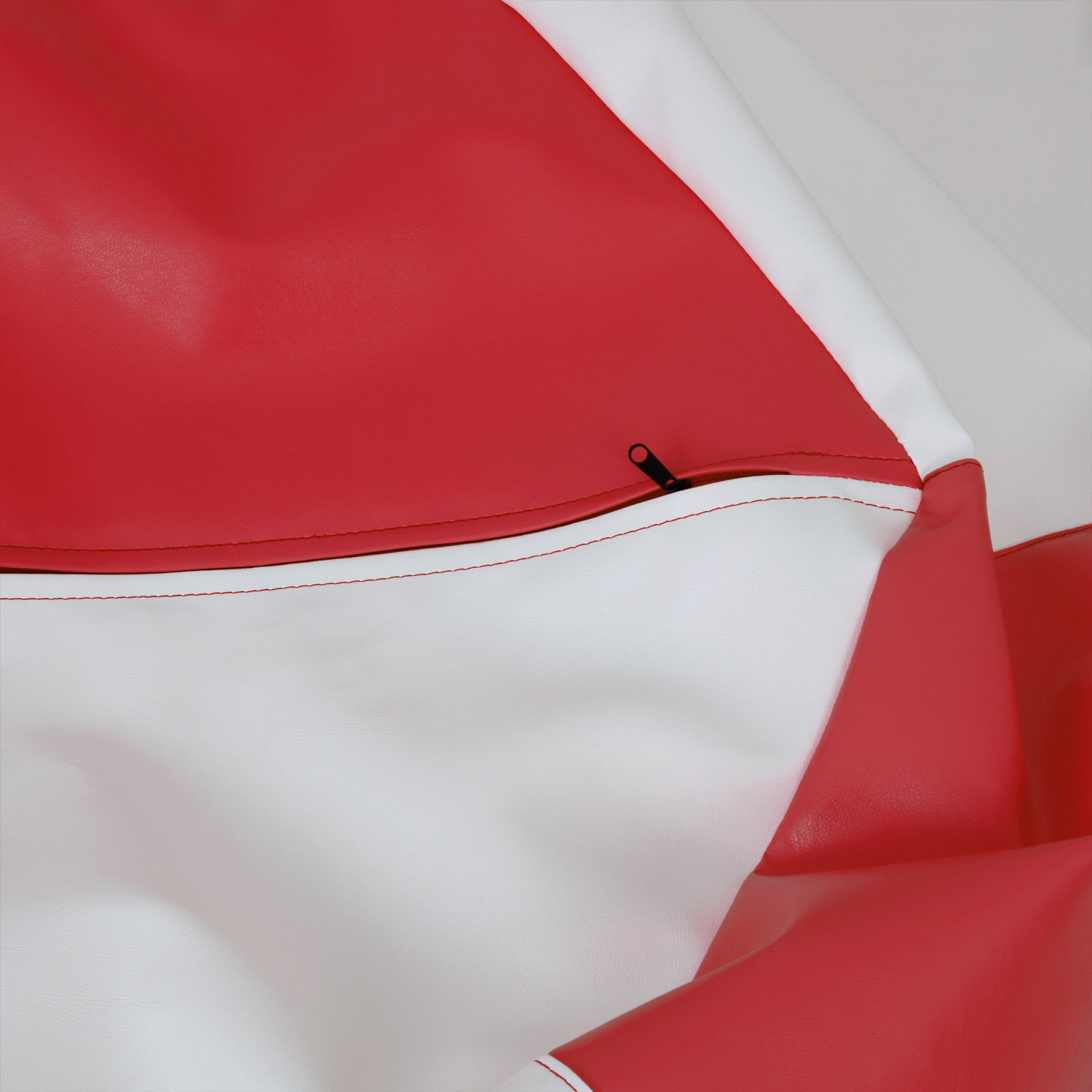 Mara - fotoliu puff - imitatie piele - rosu/alb [3]