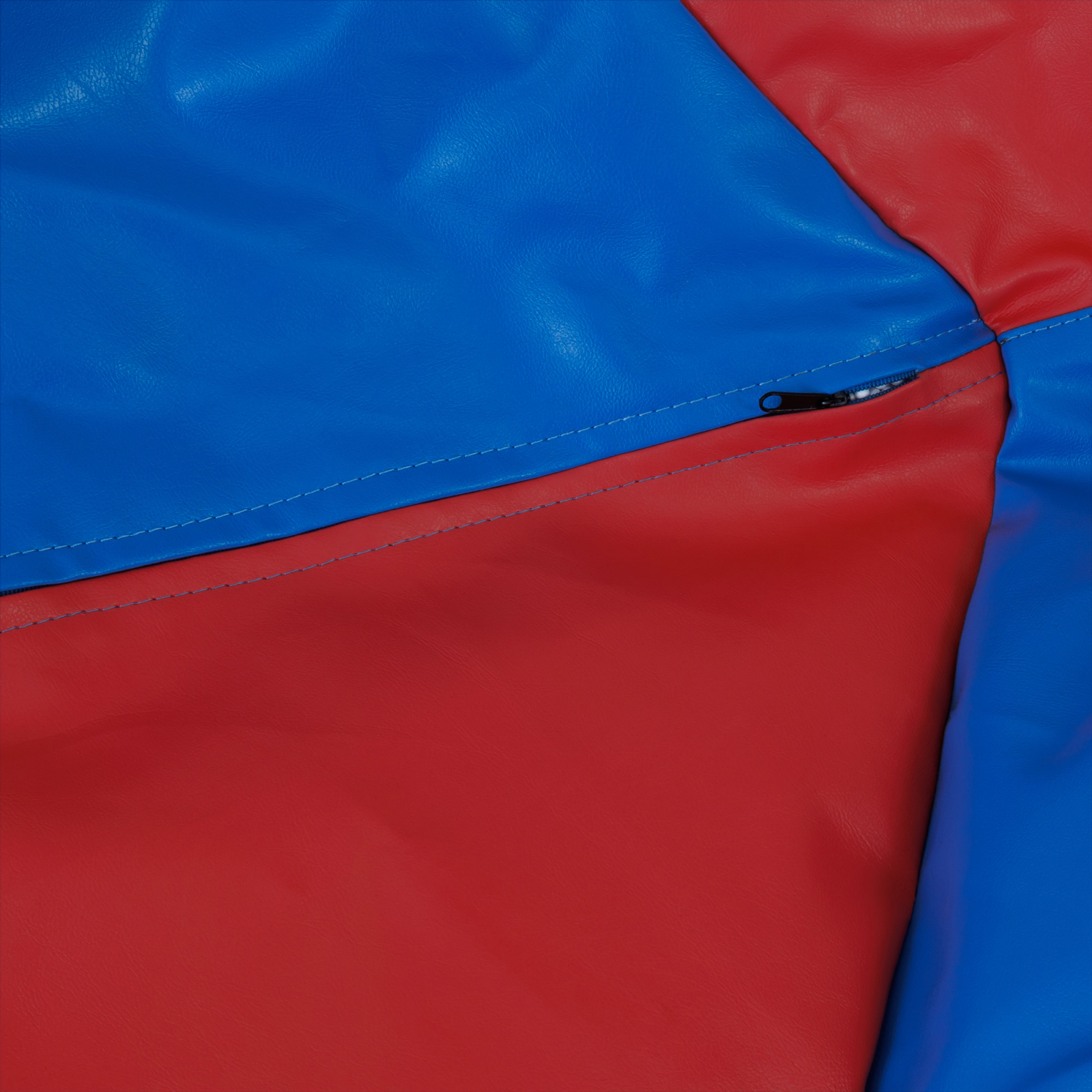 Mara - fotoliu puff - imitatie piele - rosu/ albastru [3]