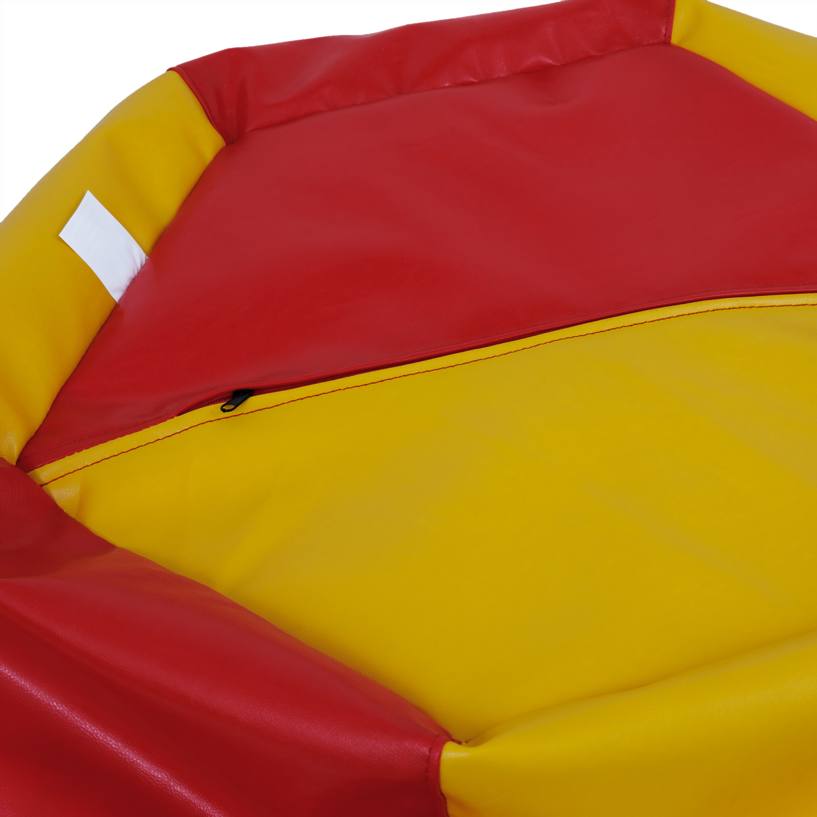 Mara - fotoliu puff - imitatie piele - rosu/galben [3]