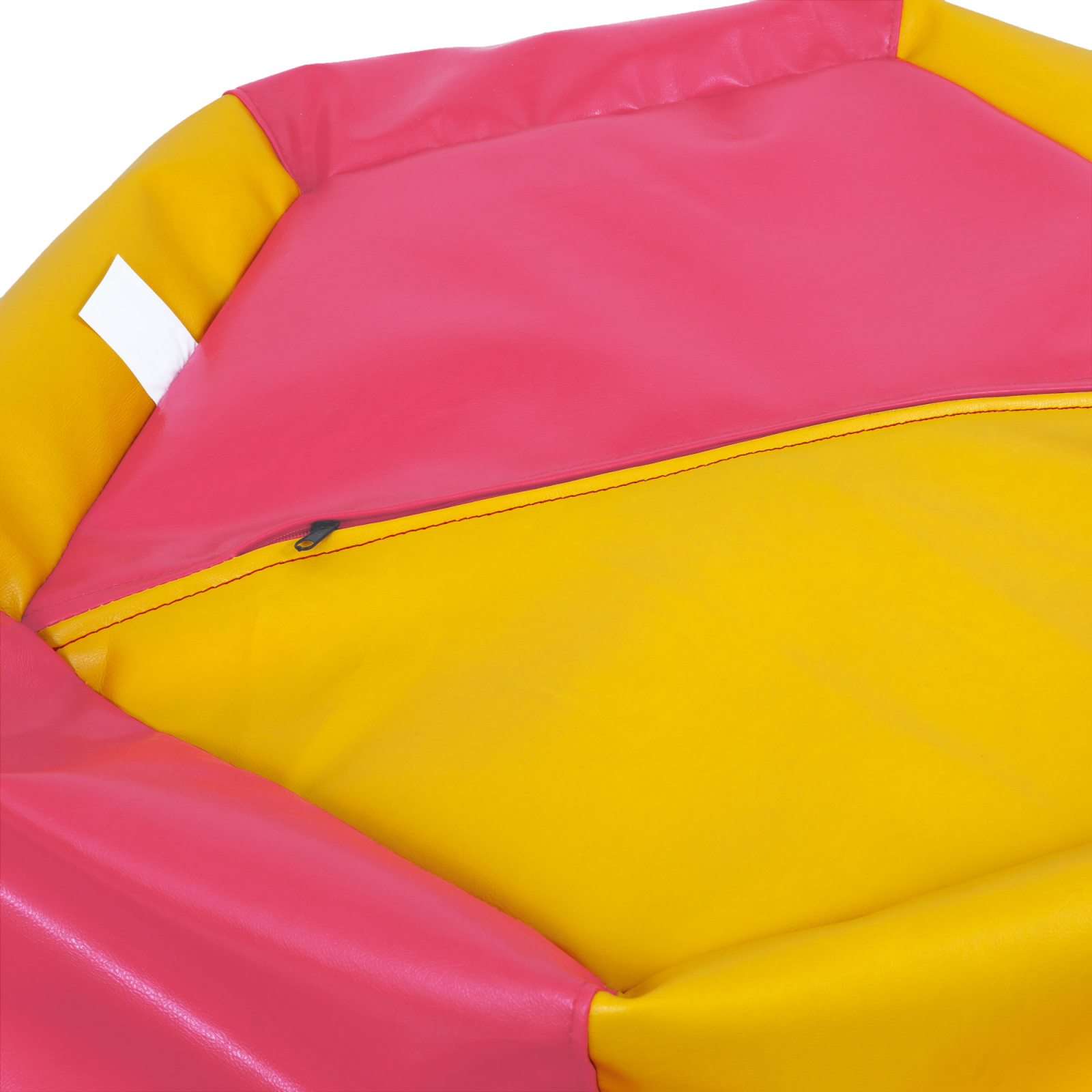 Mara - fotoliu puff - imitatie piele - roz/galben [3]