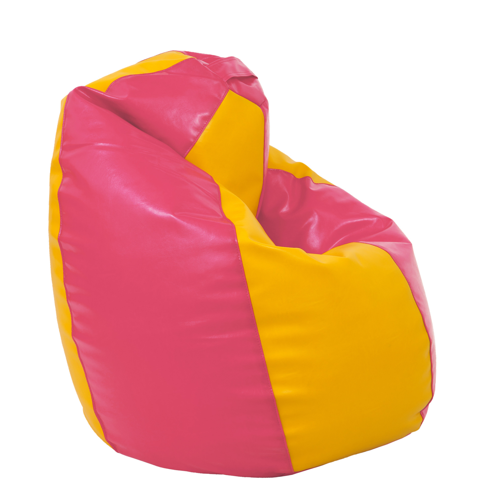 Mara - fotoliu puff - imitatie piele - roz/galben [2]