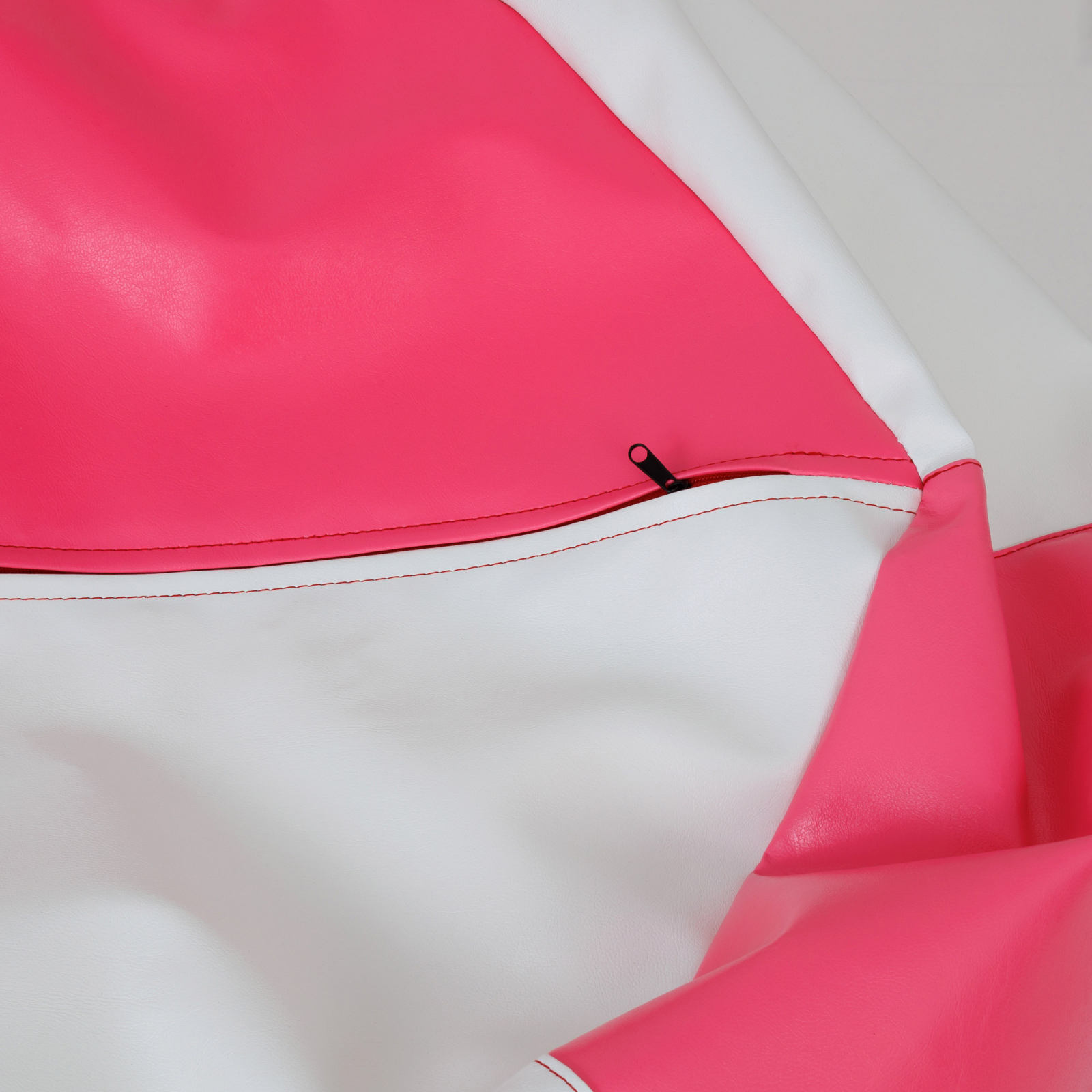 Mara - fotoliu puff - imitatie piele - roz/alb [3]