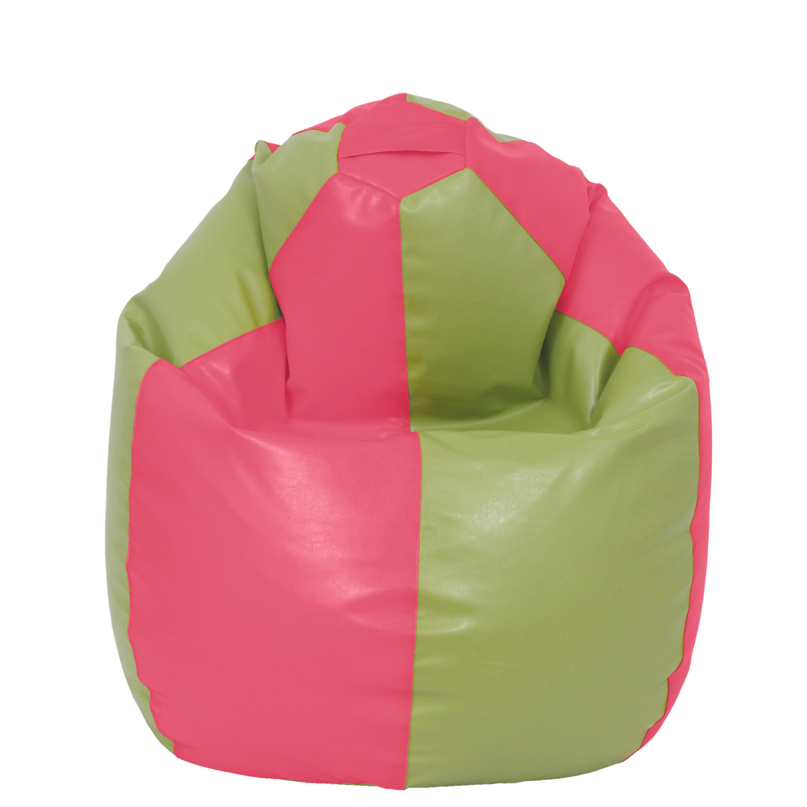 Mara - fotoliu puff - imitatie piele - roz/verde [1]