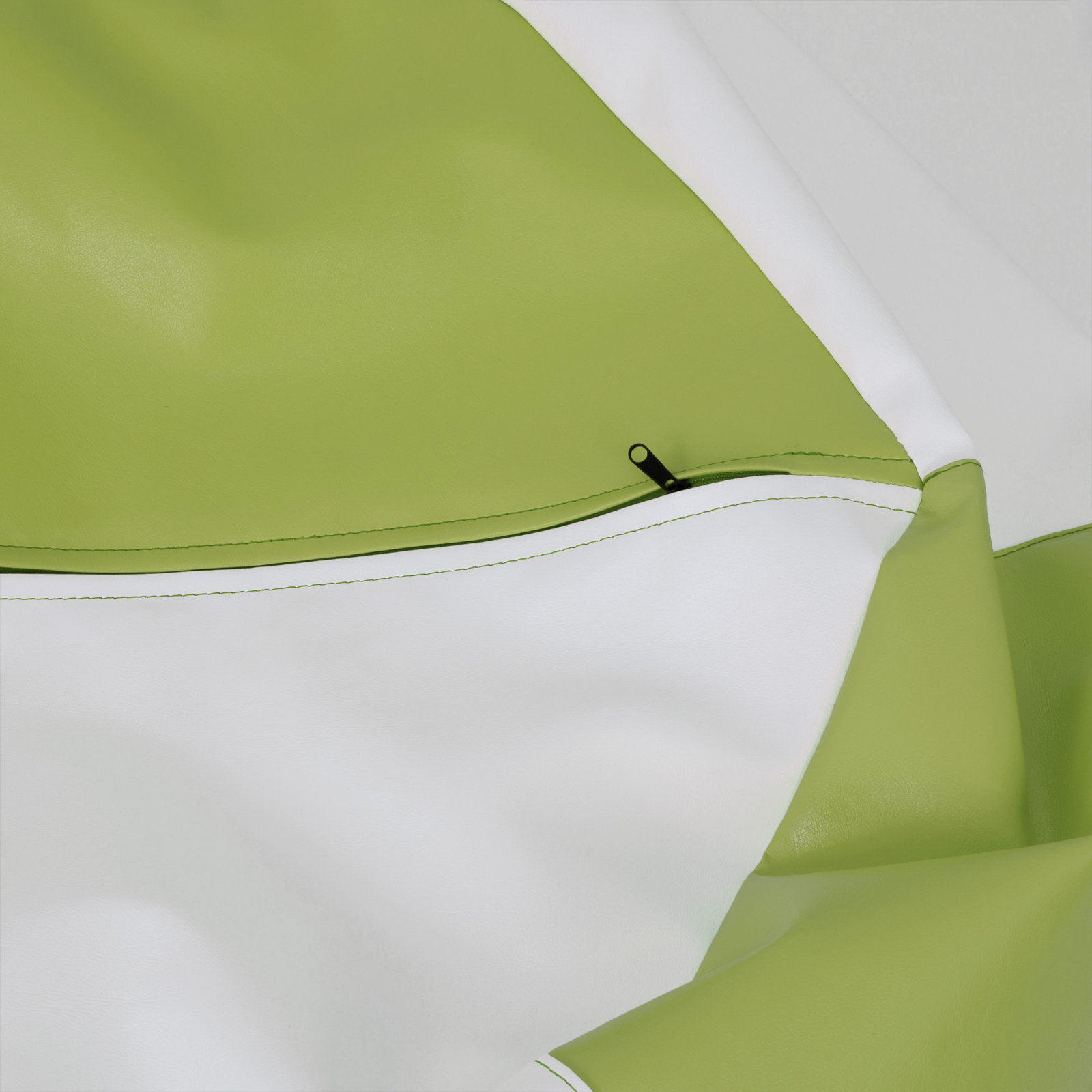 Mara - fotoliu puff - imitatie piele - verde/alb [3]