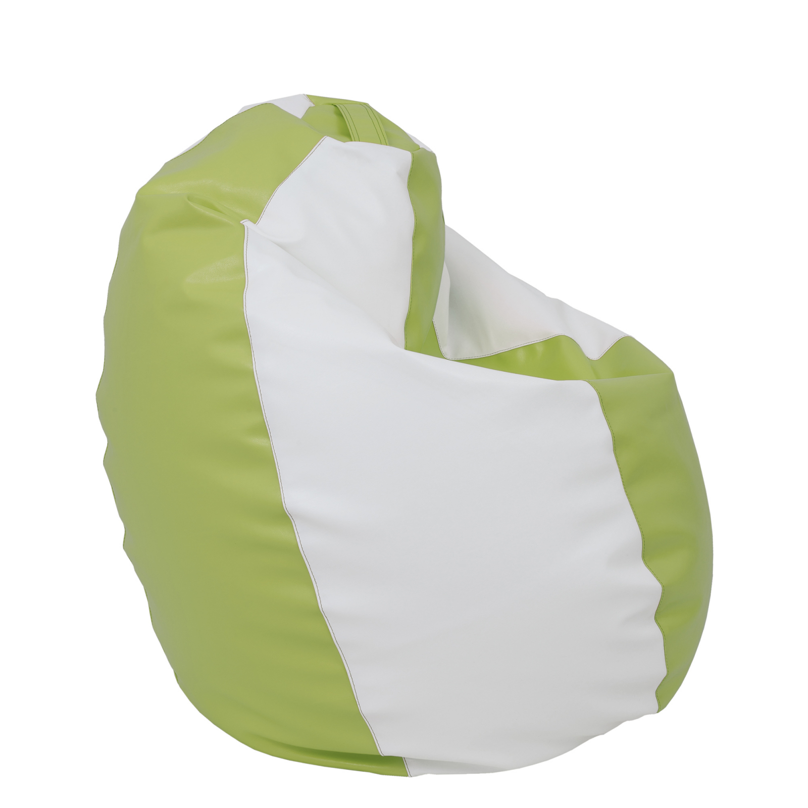 Mara - fotoliu puff - imitatie piele - verde/alb [2]