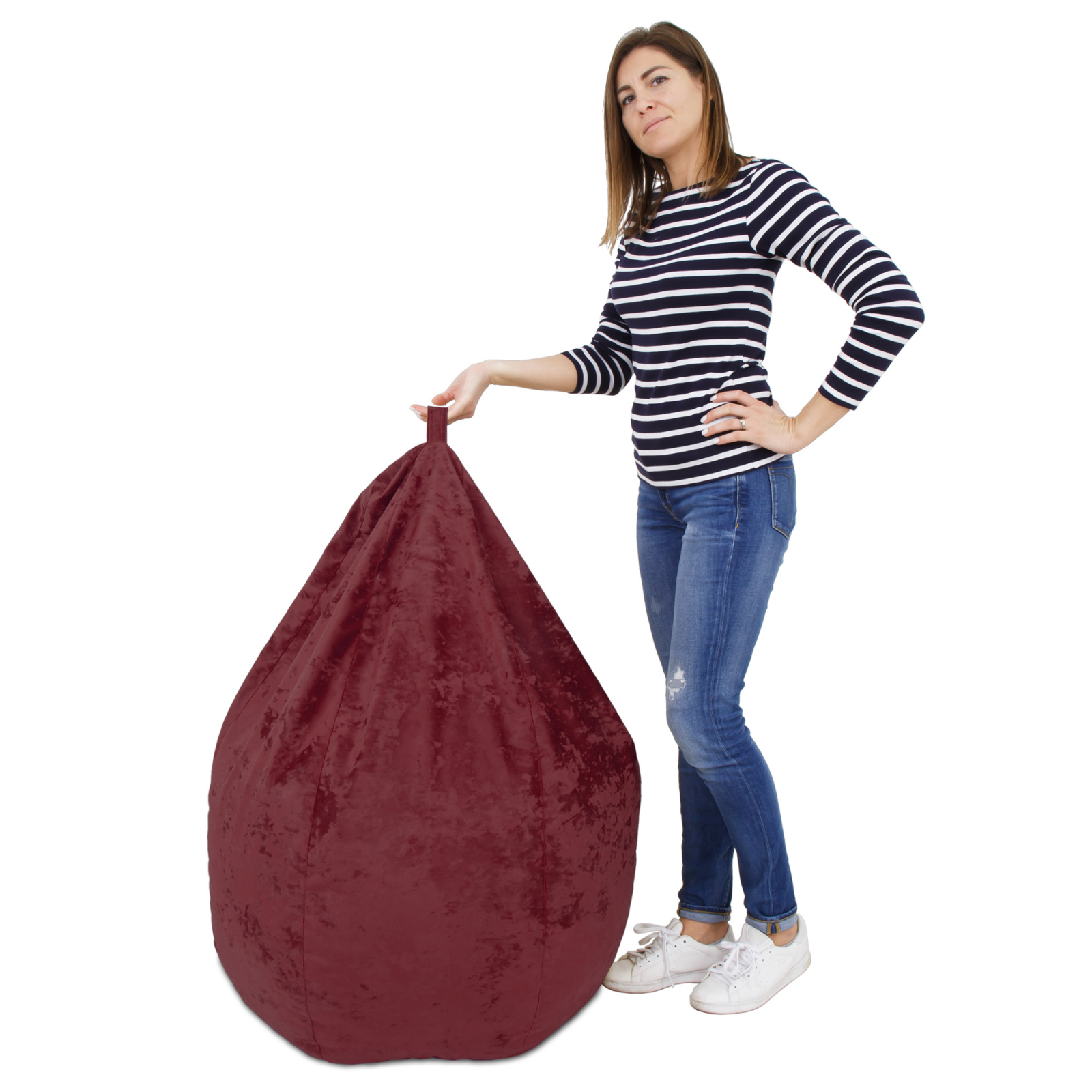 Mara - fotoliu puff - stofa E - visiniu 42 [4]