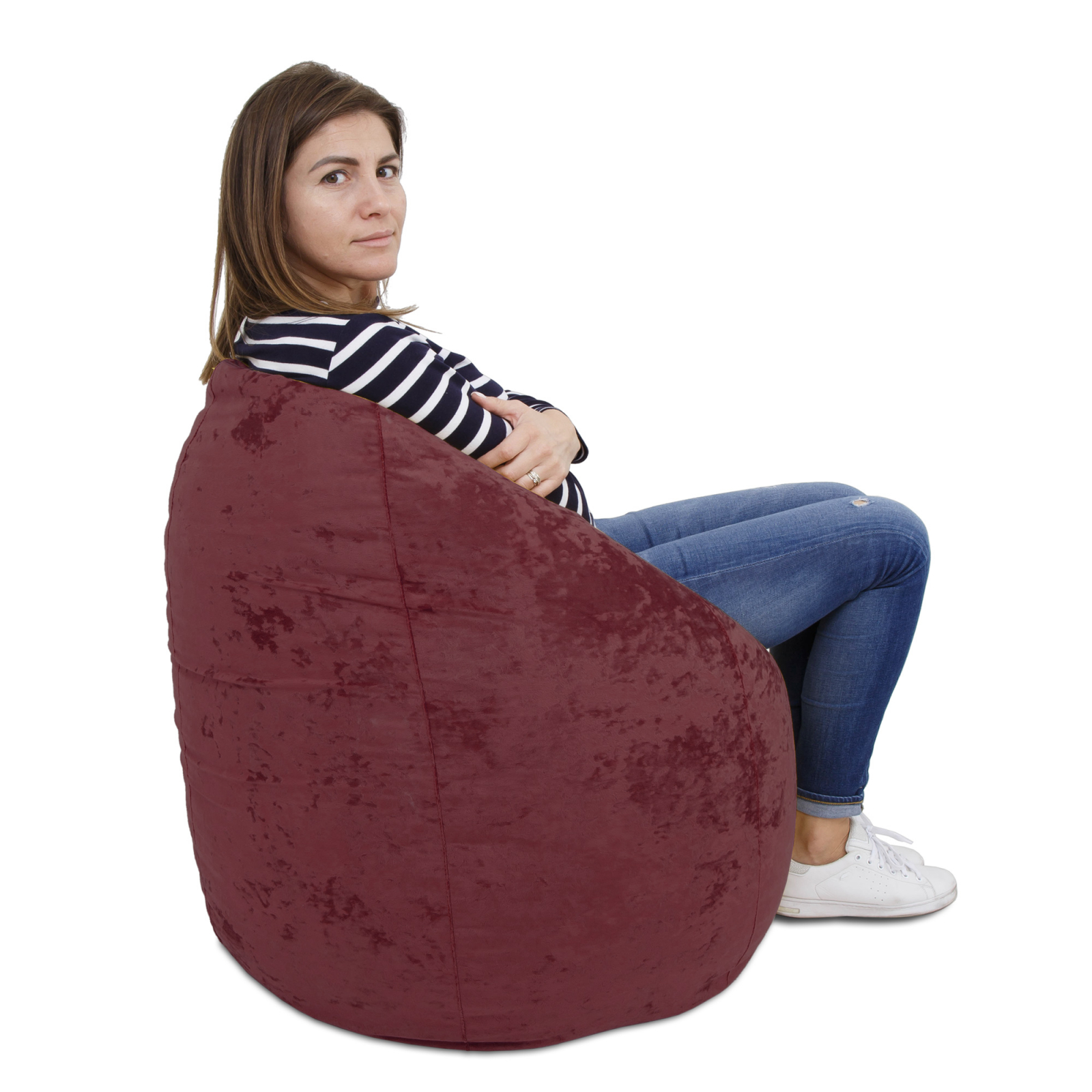 Mara - fotoliu puff - stofa E - visiniu 42 [3]