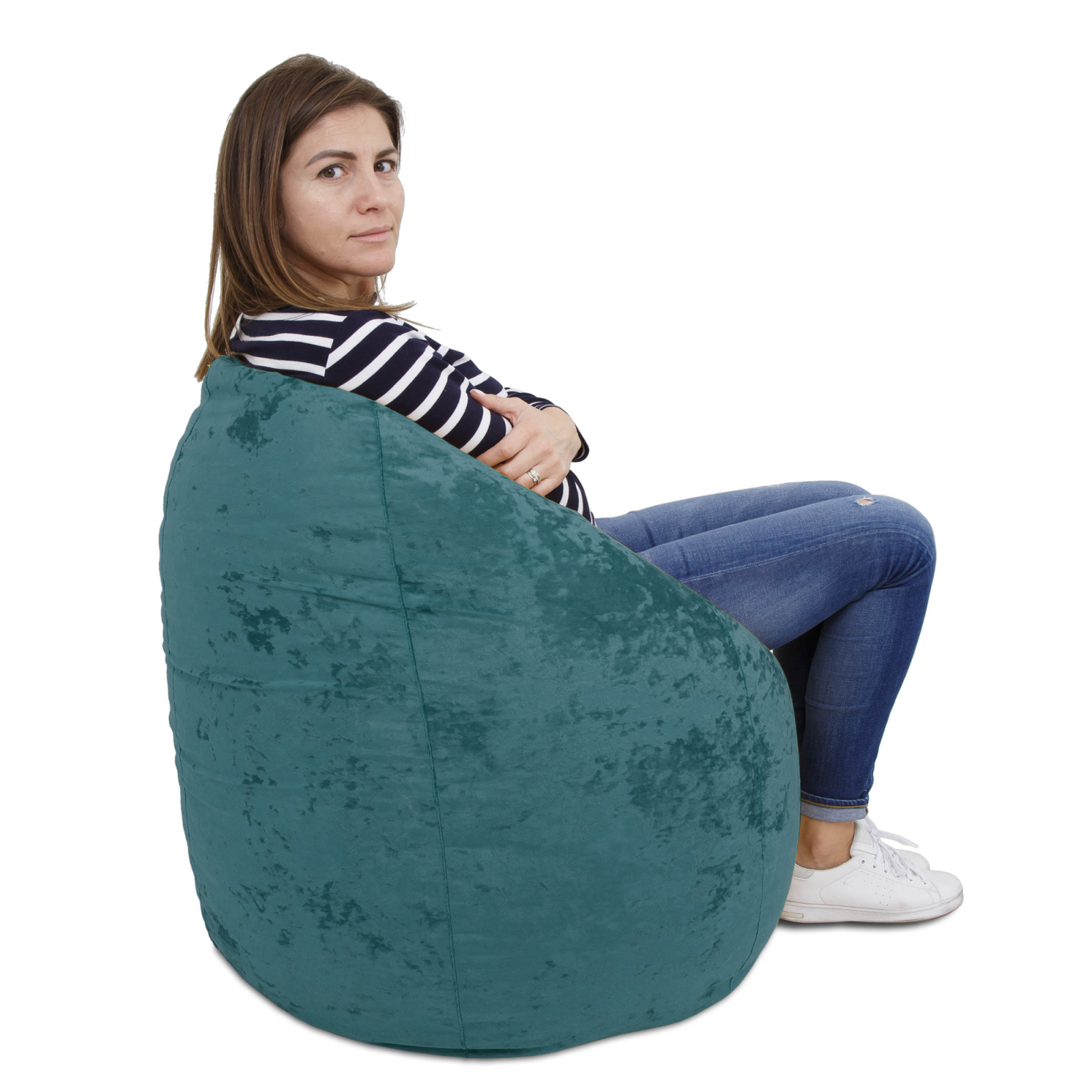 Mara - fotoliu puff - stofa E - turcoaz 22 [3]