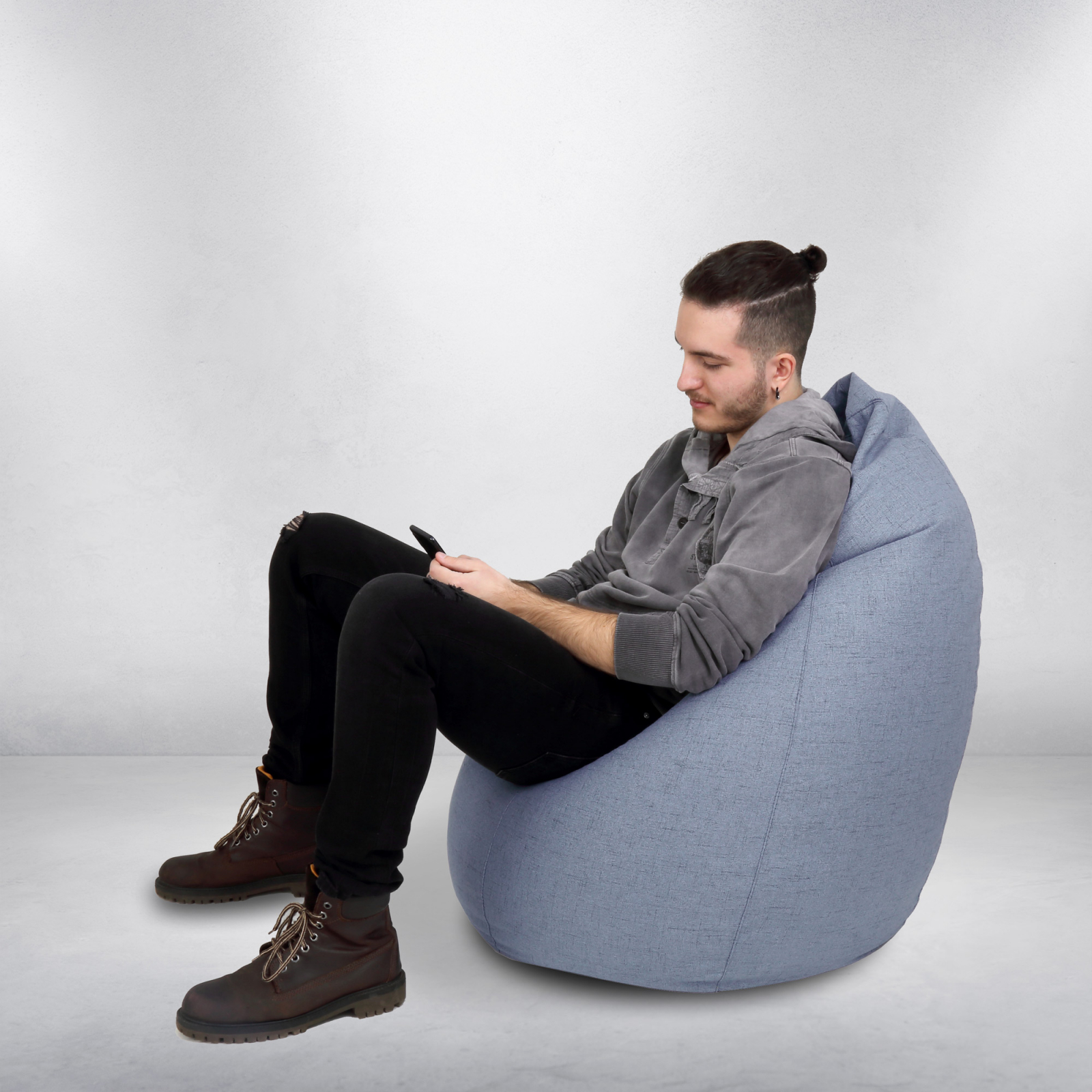 Mara - fotoliu puff - stofa G - bleu 22 [7]