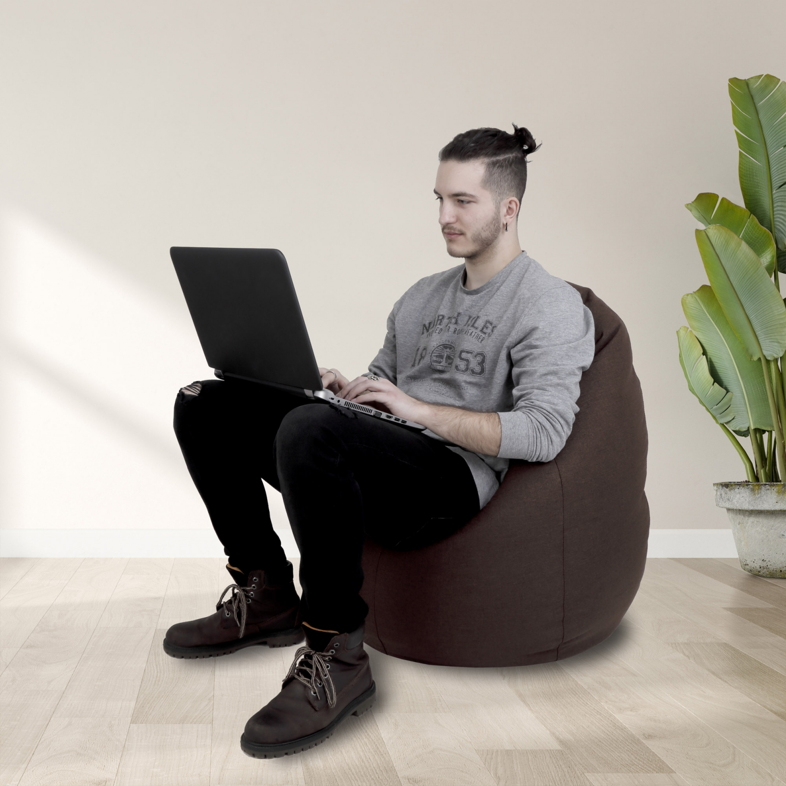 Mara - fotoliu puff - stofa G - maro 08 [6]