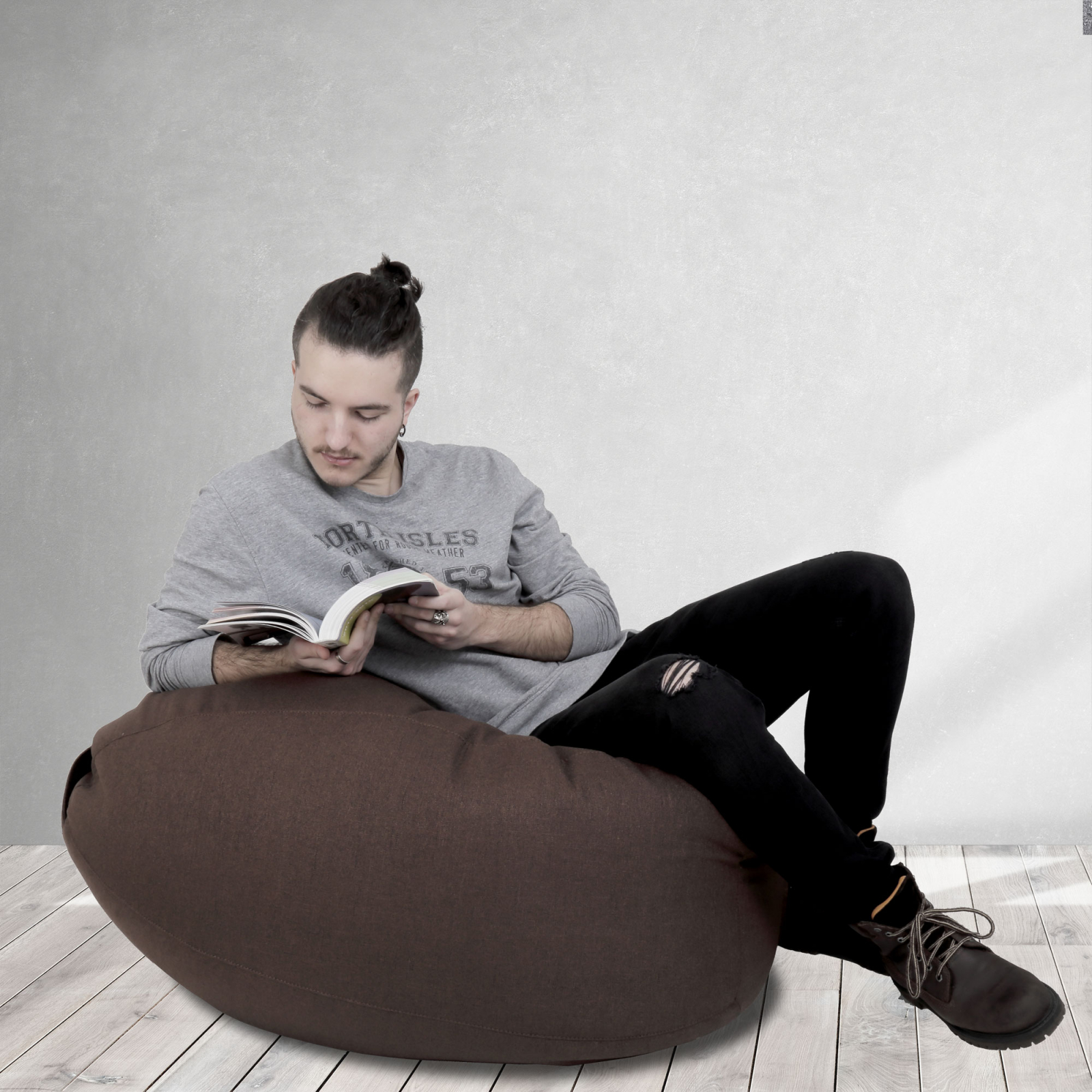 Mara - fotoliu puff - stofa G - maro 08 [4]