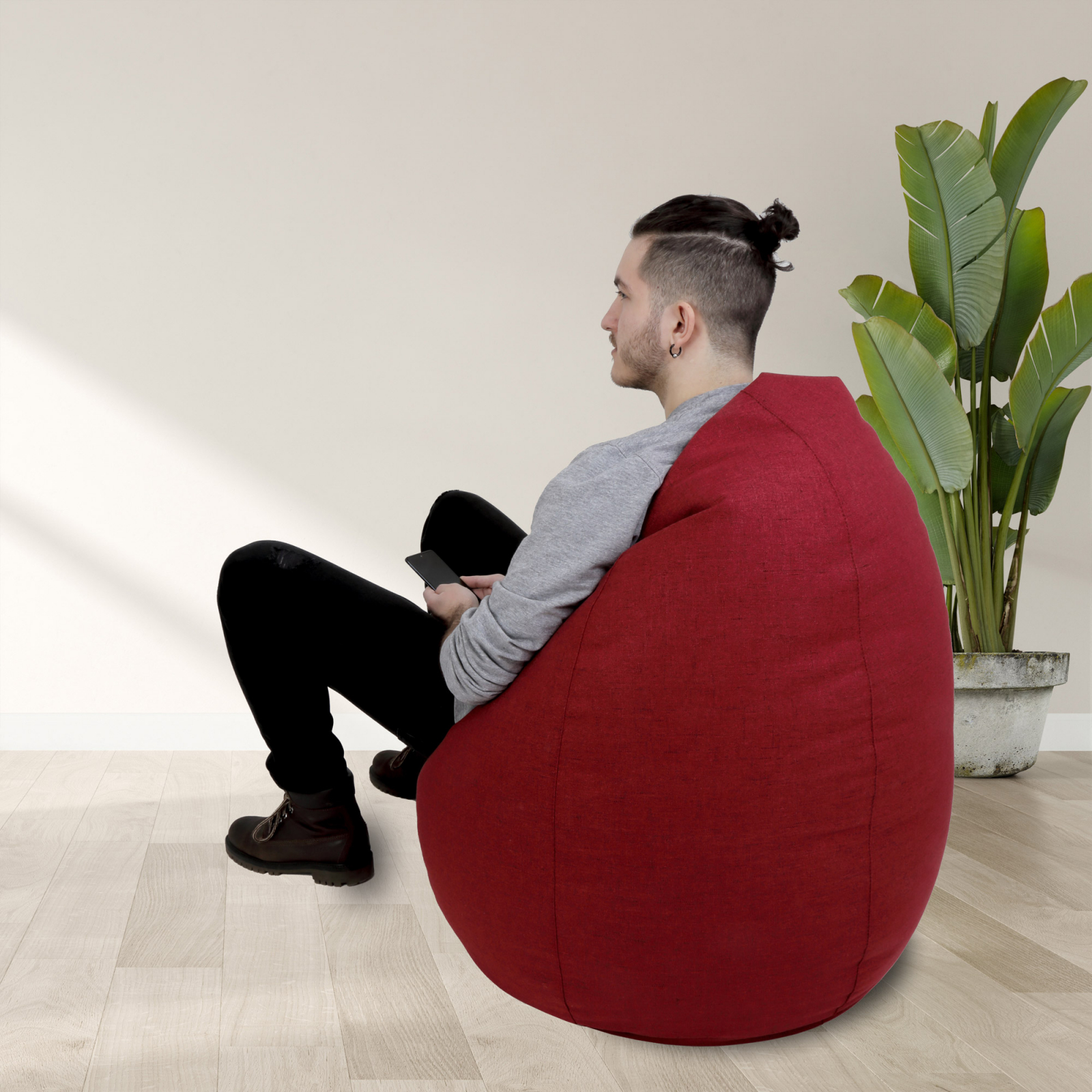 Mara - fotoliu puff - stofa G - rosu 16 [6]