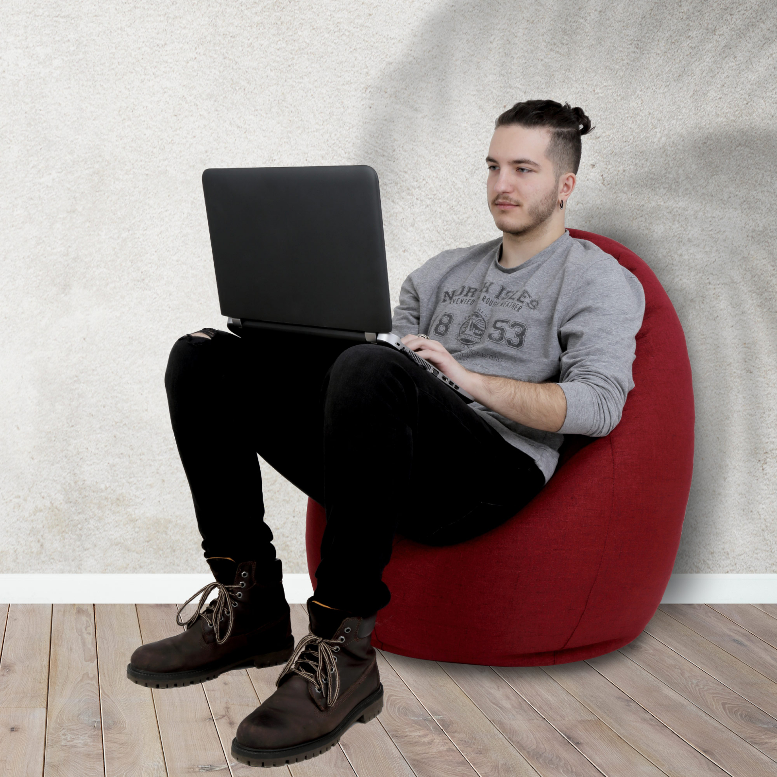 Mara - fotoliu puff - stofa G - rosu 16 [7]