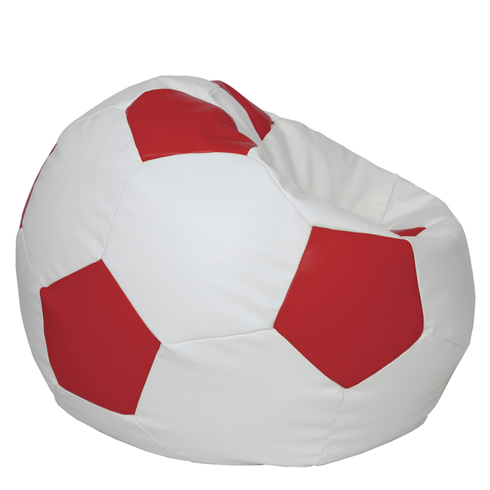 Mega Ball - fotoliu puf - imitatie piele alb/rosu [1]