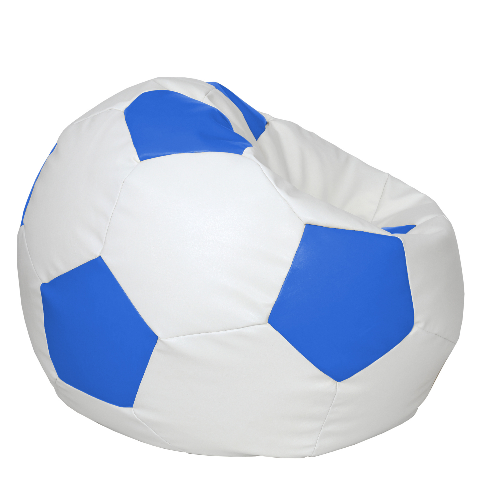 Mega Ball - fotoliu puf - imitatie piele alb/albastru [1]