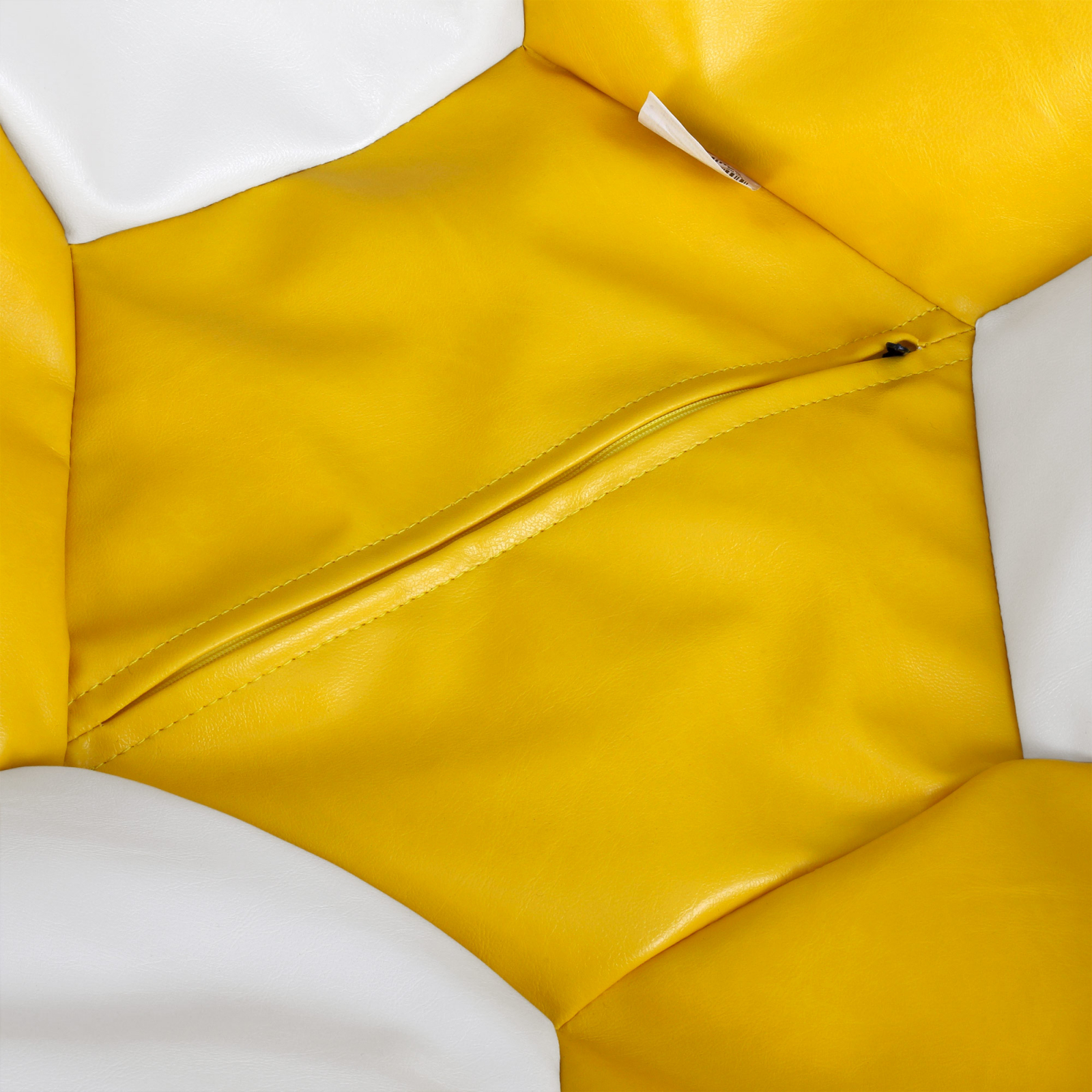 Mega Ball - fotoliu puf - imitatie piele galben/alb [2]