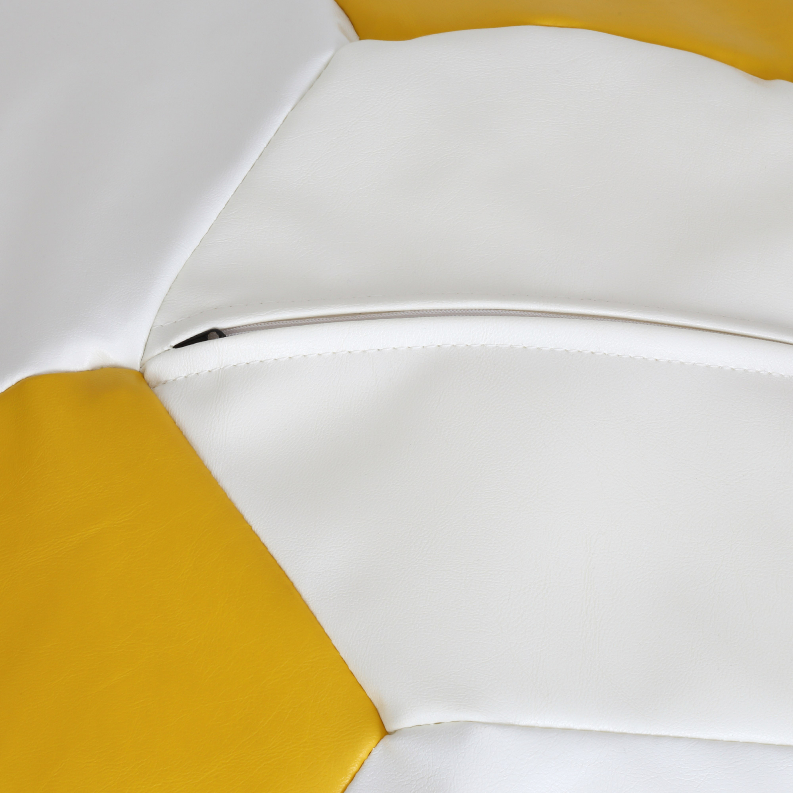 Mega Ball - fotoliu puf - imitatie piele alb/galben [2]
