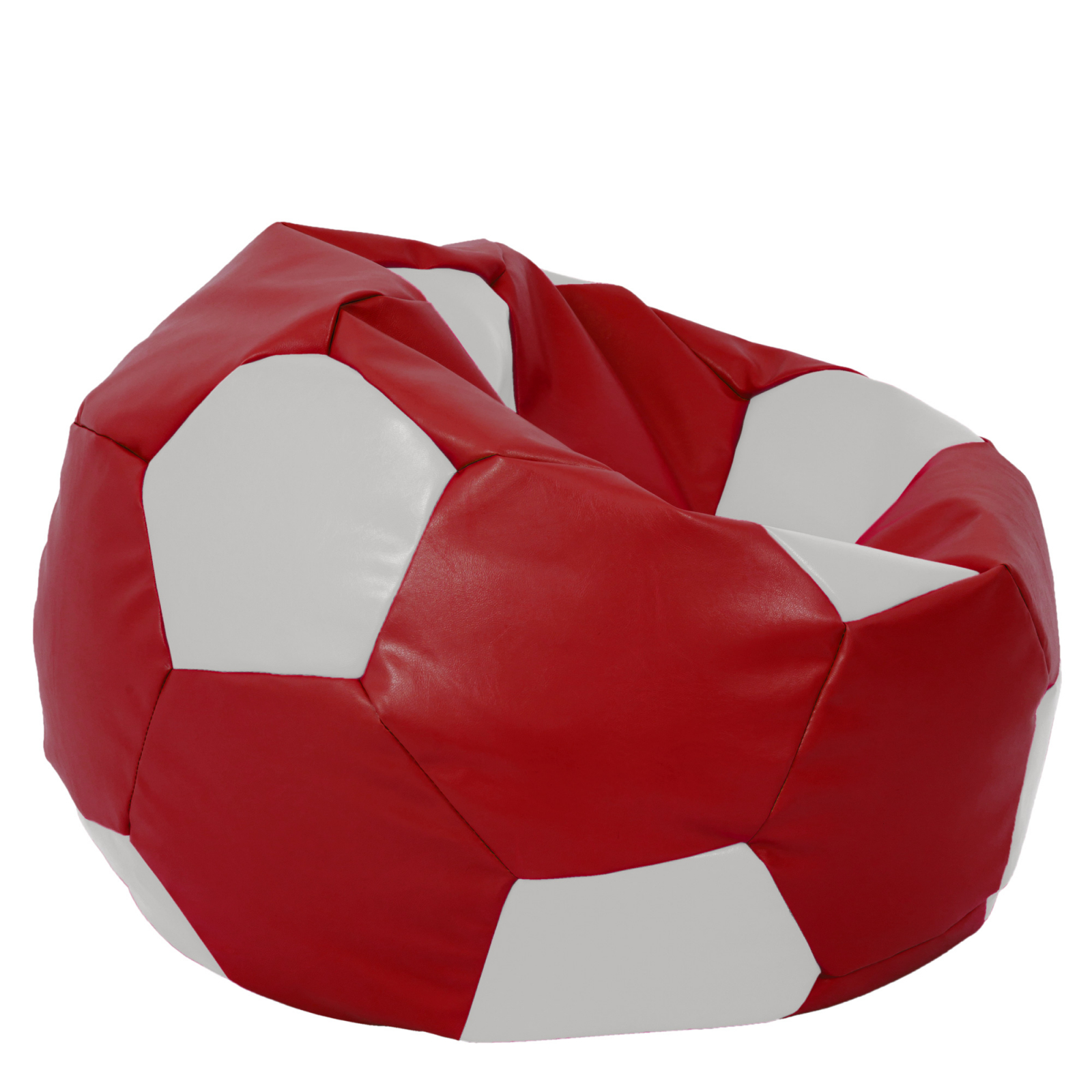 Mega Ball - fotoliu puf - imitatie piele rosu/alb [1]