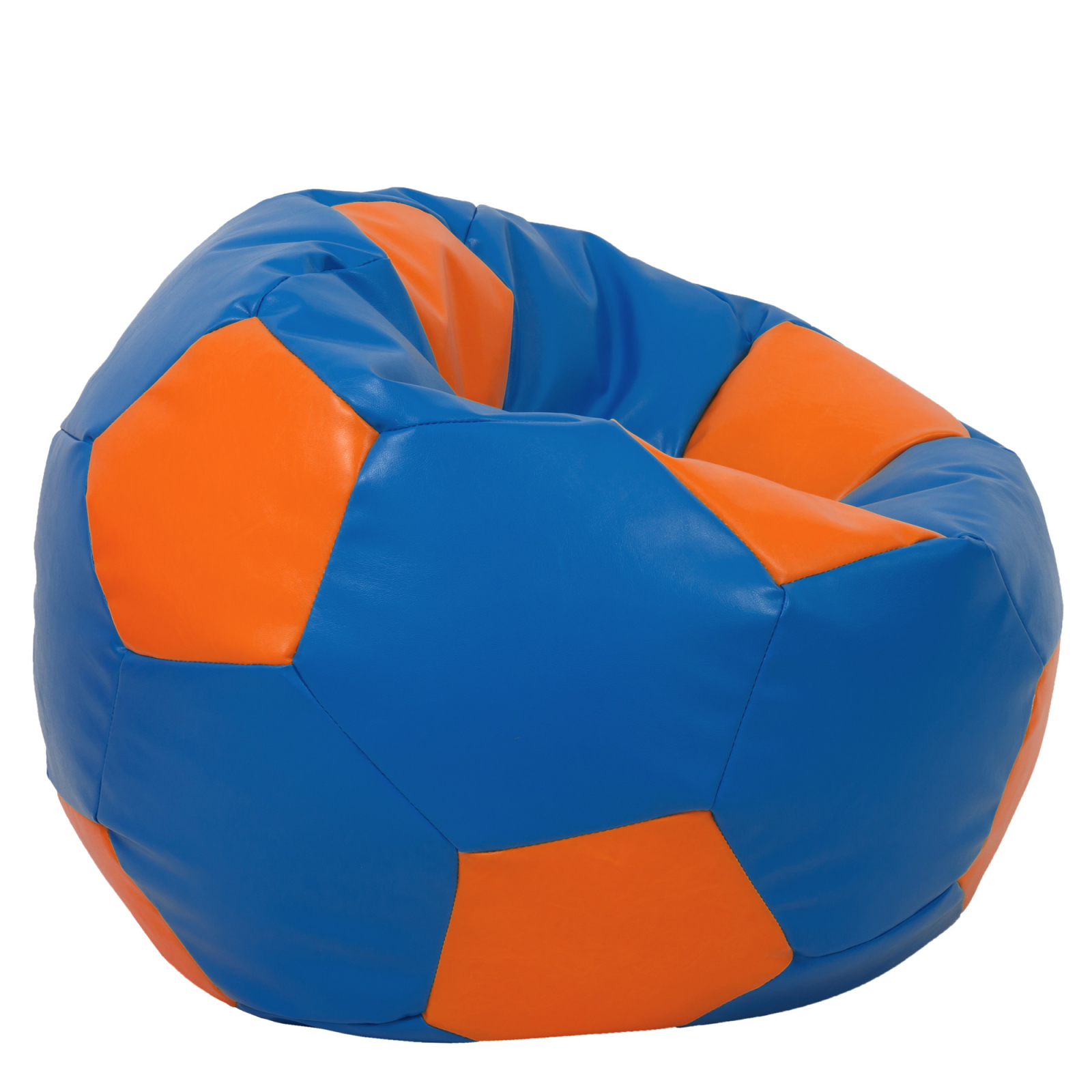 Mega Ball - fotoliu puf - imitatie piele albastru/portocaliu [1]